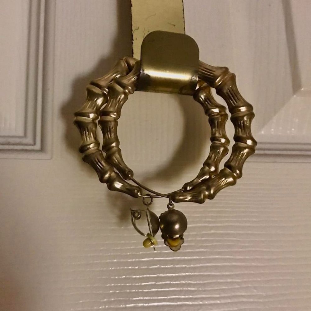 Gold Clip-On Bamboo Earrings.